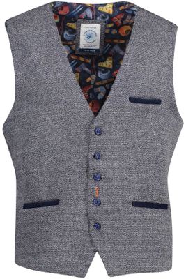 A Fish Named Fred A Fish Named Fred gilet synthetisch slim fit blauw effen