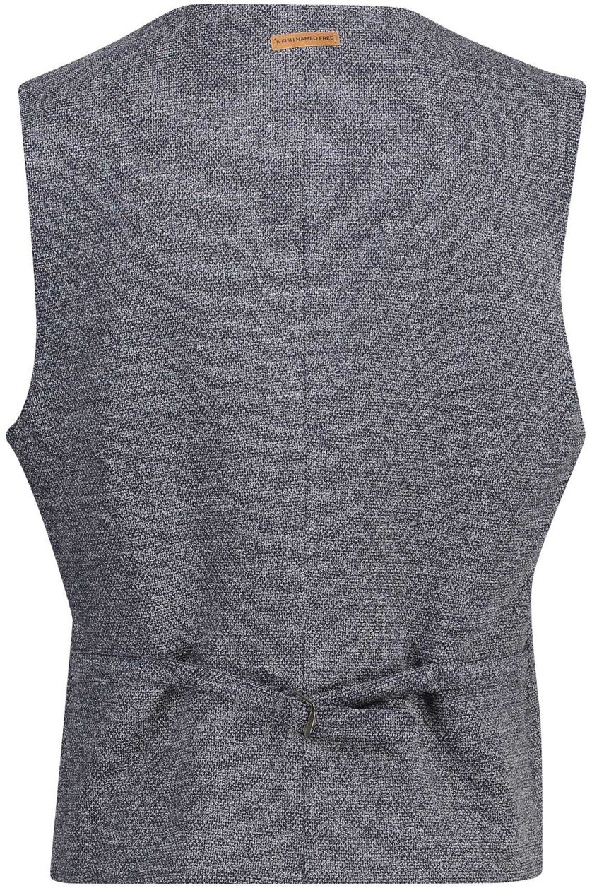 A Fish Named Fred gilet synthetisch slim fit blauw gemêleerd 