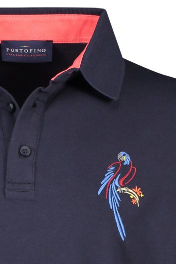 Portofino polo wijde fit donkerblauw met opdruk