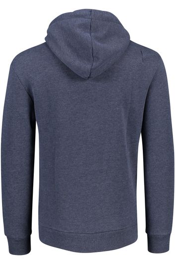 Superdry trui hoodie blauw effen katoen