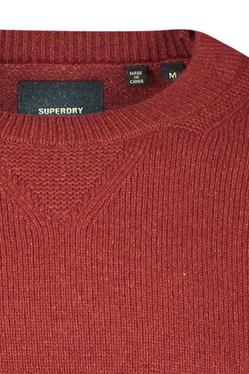 Superdry trui ronde hals rood effen wol