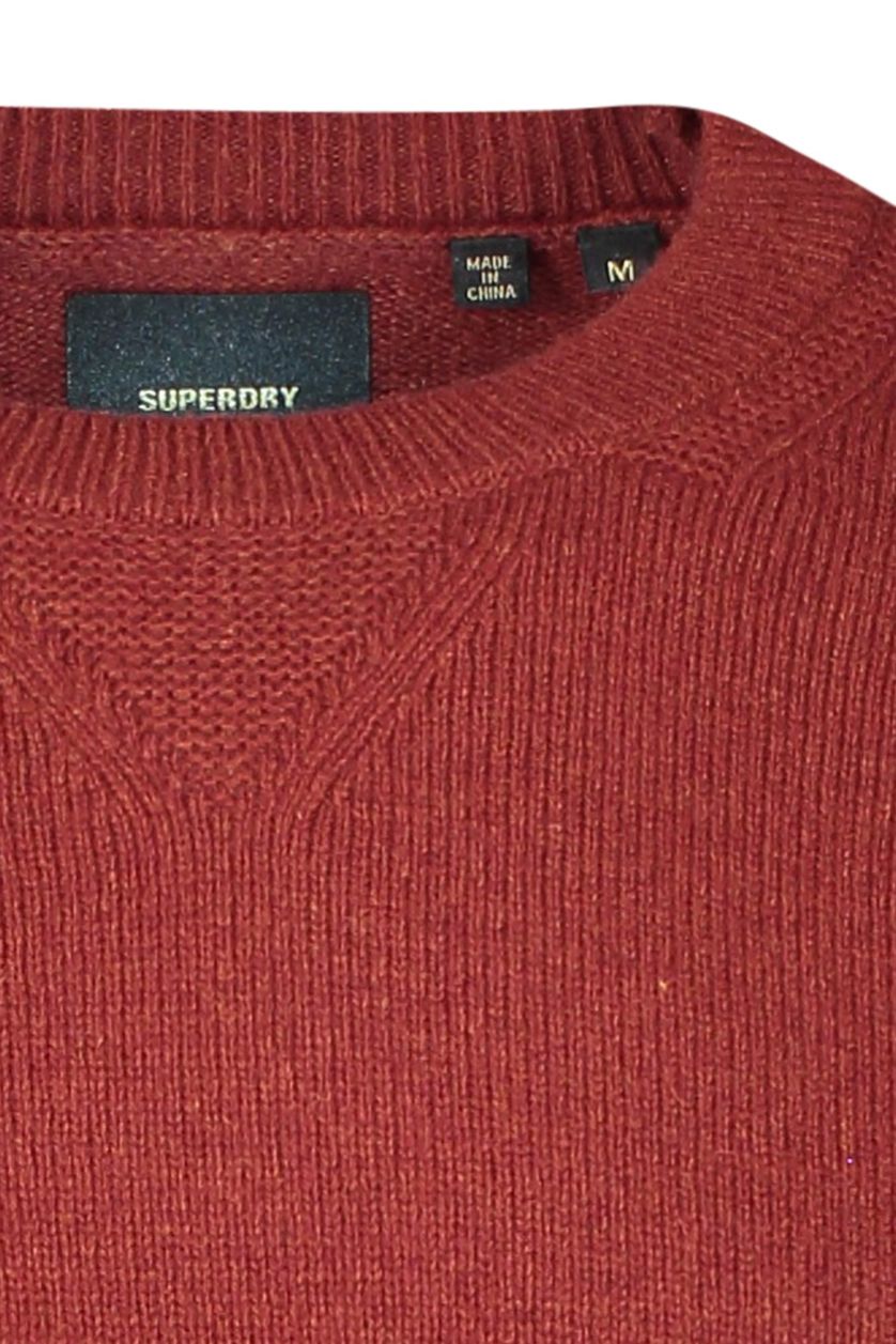 Superdry trui rood effen wol ronde hals 