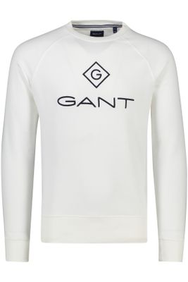 Gant Gant sweater ronde hals wit  effen katoen