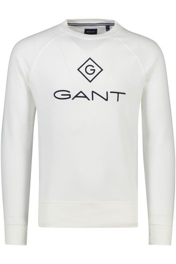 sweater Gant wit effen katoen ronde hals 