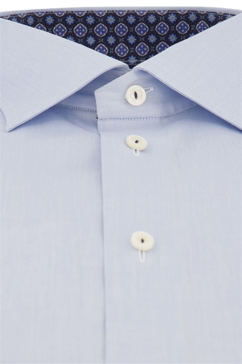 Eton business overhemd  blauw effen katoen normale fit borstzak