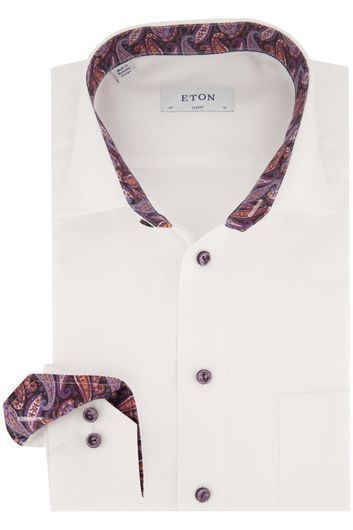 Eton business overhemd  wijde fit wit effen katoen