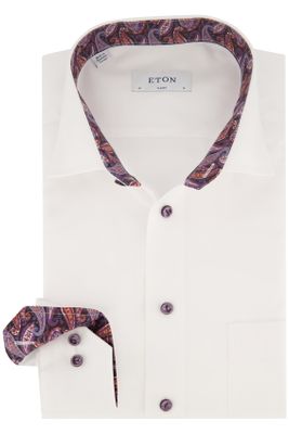 Eton Eton business overhemd  wijde fit wit effen katoen