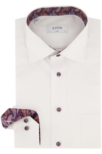business overhemd Eton  wit effen katoen wijde fit 