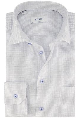 Eton Eton business overhemd lichtblauw geruit wit normale fit