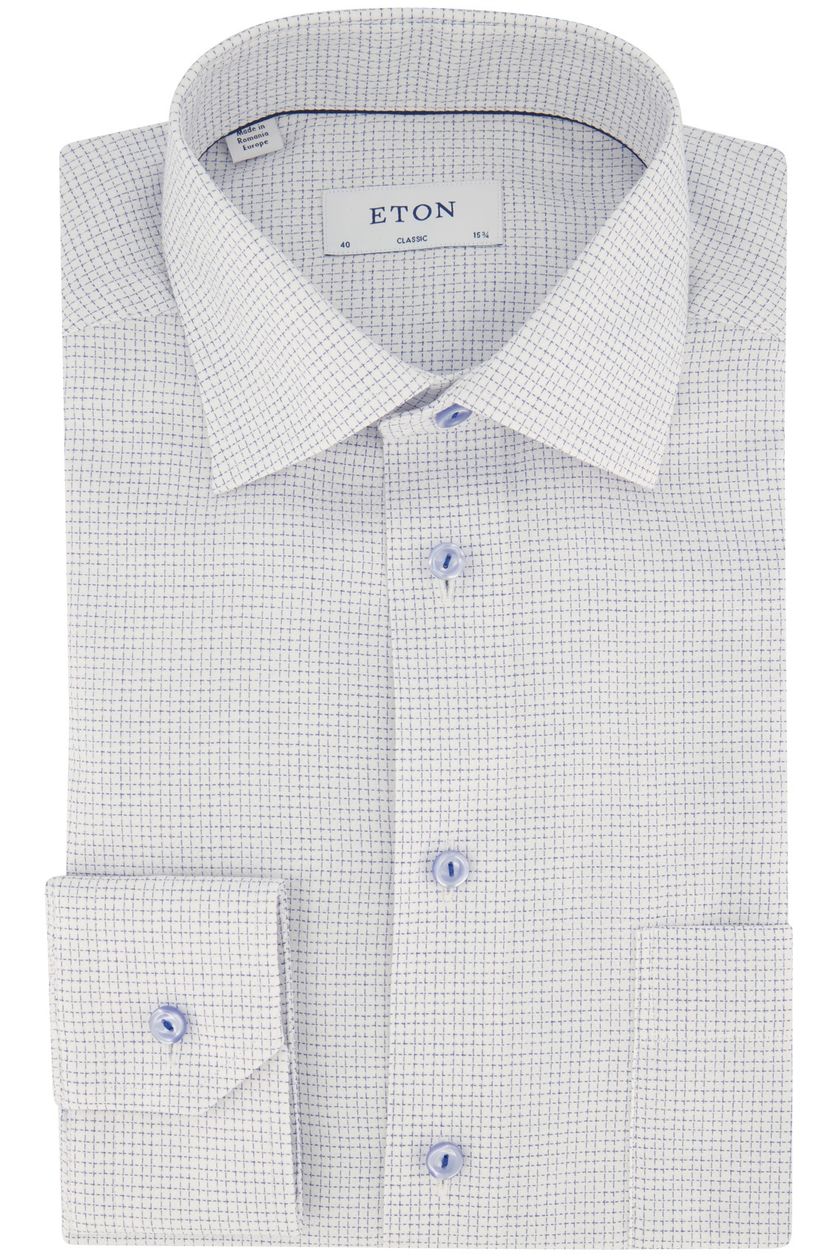 Eton business overhemd lichtblauw geruit wit normale fit