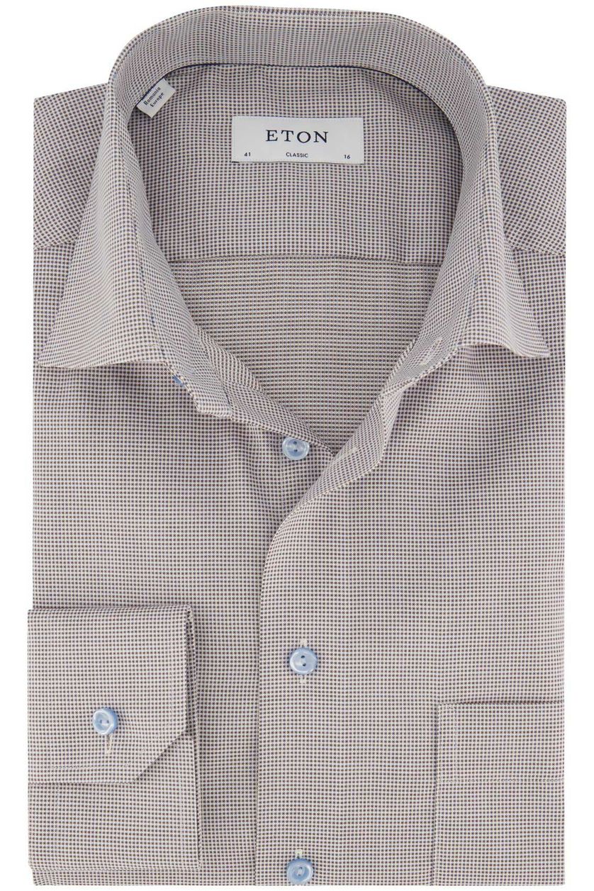 Eton business overhemd  grijs geprint katoen normale fit