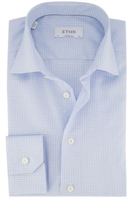 Eton Eton business overhemd normale fit blauw geruit katoen