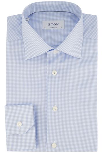 Eton business overhemd normale fit blauw geruit katoen