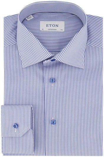 Eton business overhemd Contemporary Fit normale fit lichtblauw gestreept katoen