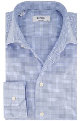 Eton Eton business overhemd  normale fit blauw geruit katoen