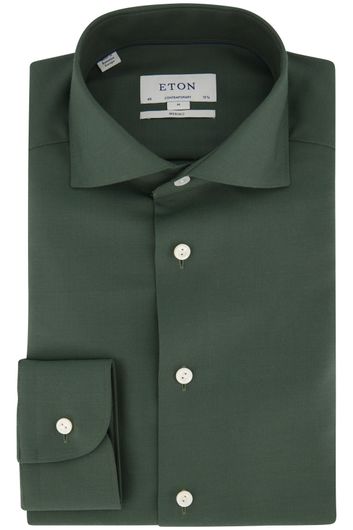 Eton casual overhemd normale fit groen effen 