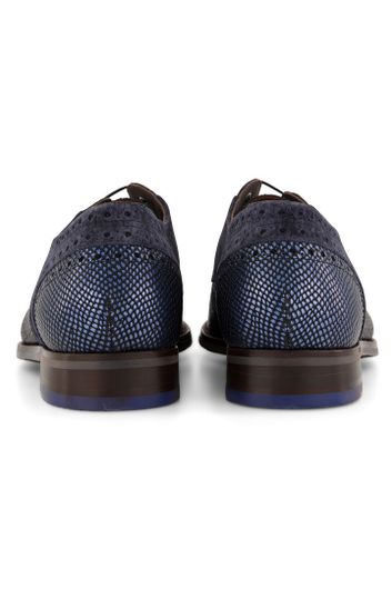 schoen Floris van Bommel geprint leer donkerblauw