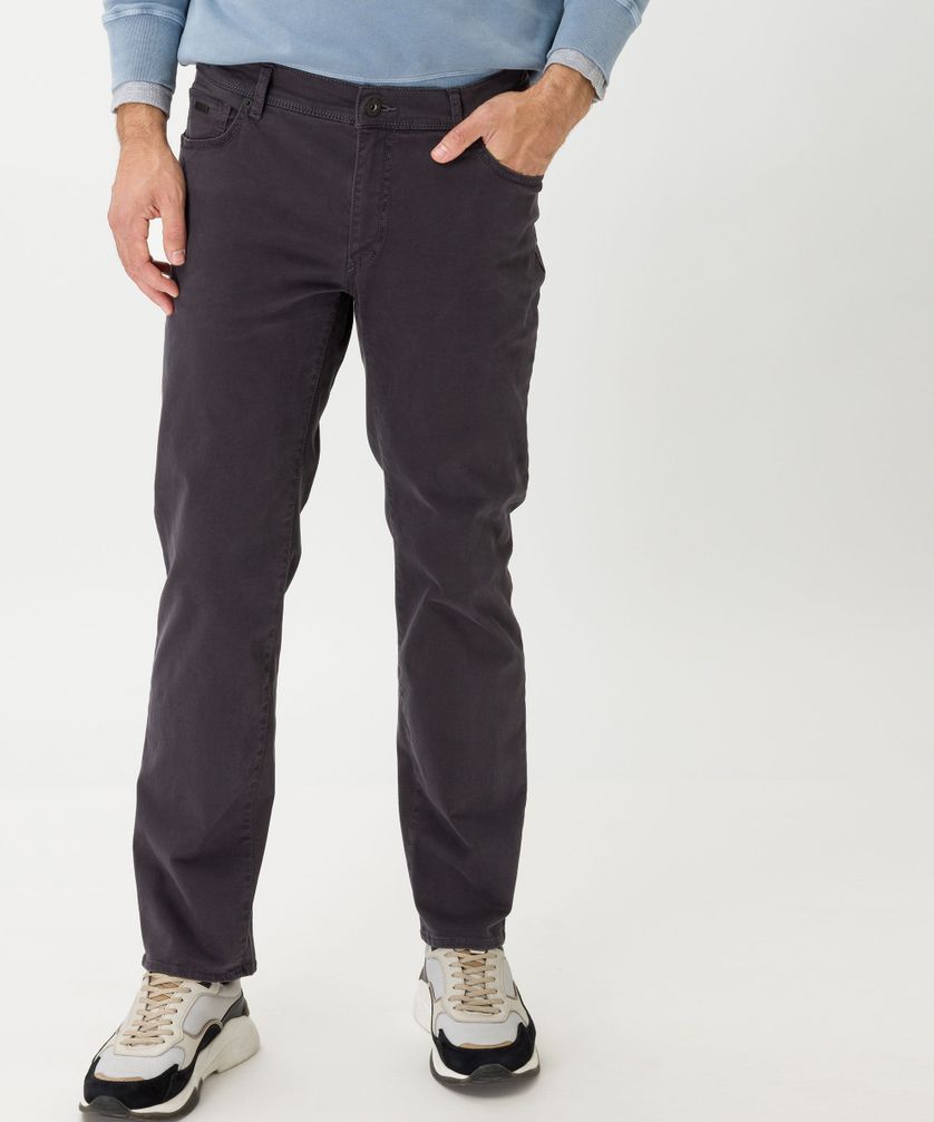 Donkerblauwe 5 pocket jeans Brax effen katoen 