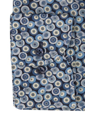 Profuomo business overhemd slim fit blauw navy geprint katoen