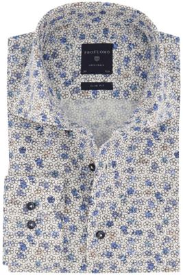 Profuomo Profuomo business overhemd  slim fit blauw bloemenprint katoen