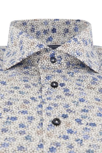 Profuomo business overhemd  slim fit blauw bloemenprint katoen