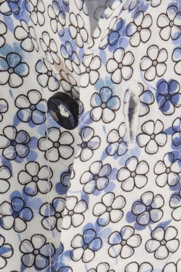 business overhemd Profuomo  blauw geprint katoen slim fit 