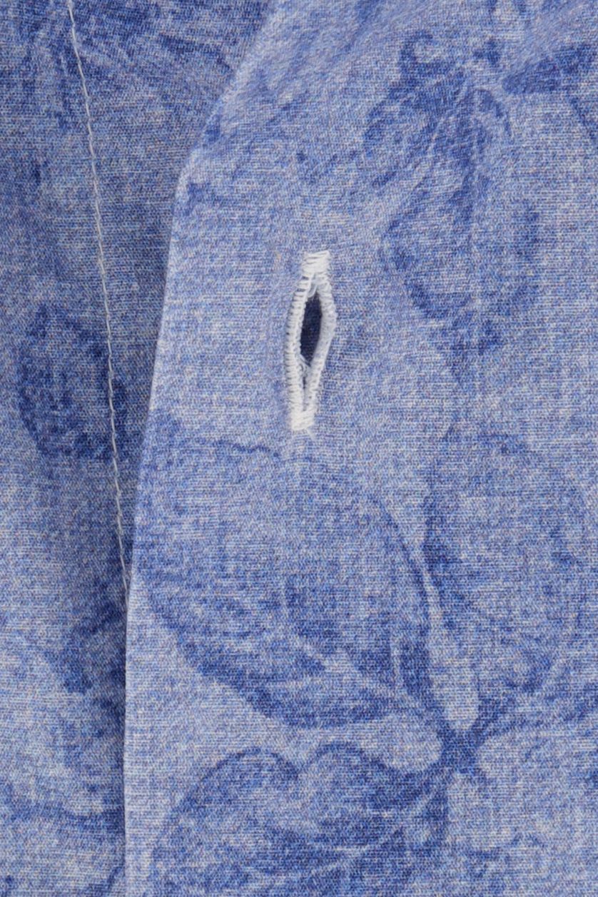 Profuomo business overhemd  blauw geprint katoen slim fit