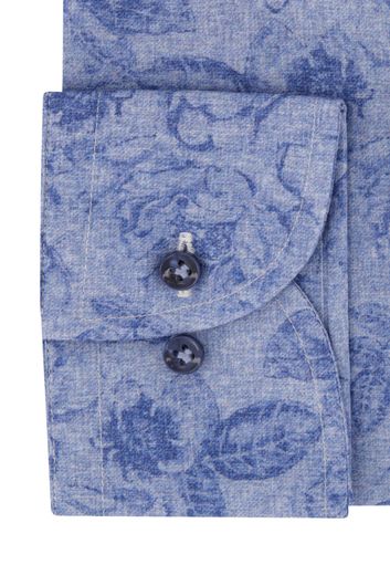 Profuomo business overhemd  slim fit blauw geprint katoen