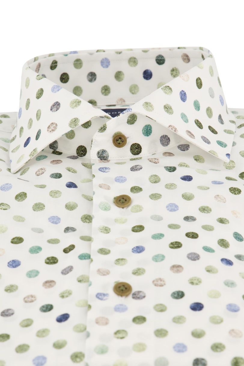 Profuomo business overhemd  groen geprint katoen slim fit