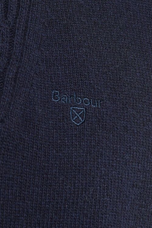Barbour trui blauw opstaande kraag lamswol