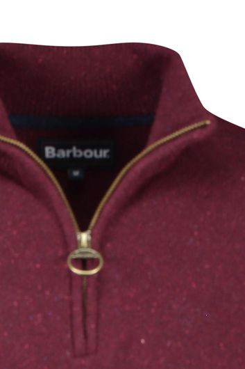Barbour trui opstaande kraag rood  effen wol