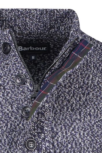 Barbour trui opstaande kraag blauw effen wol