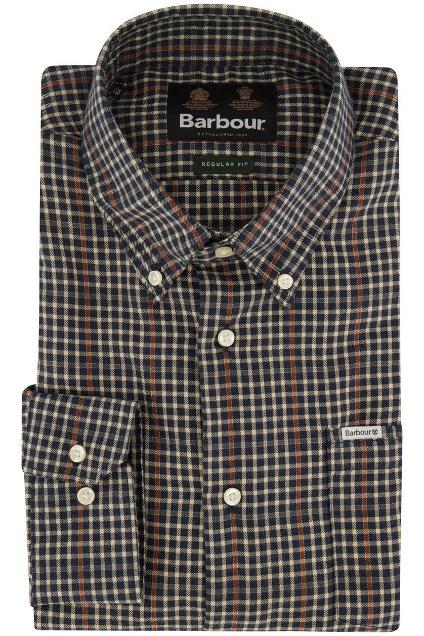 Barbour casual overhemd donkerblauw geruit wijde fit