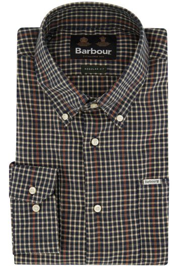 Barbour casual overhemd wijde fit donkerblauw geruit 
