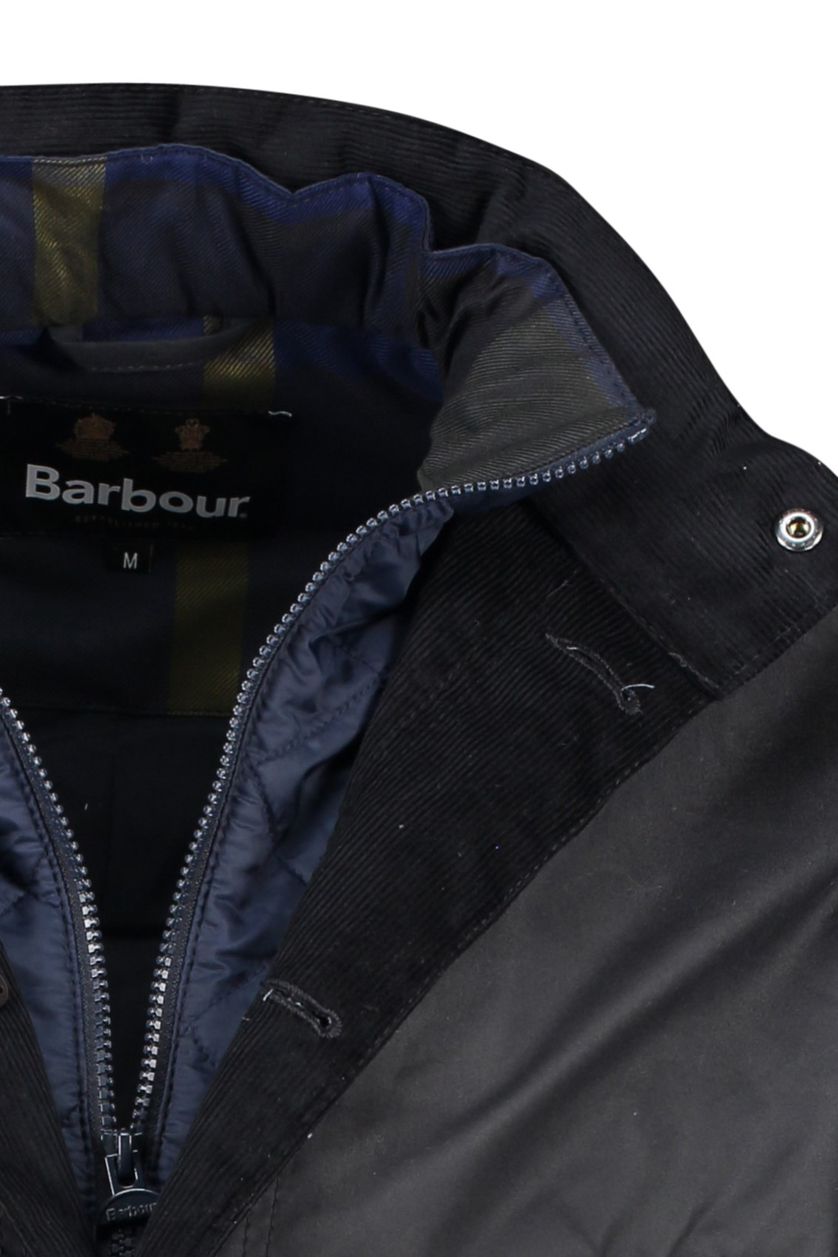 Barbour winterjas donkerblauw normale fit katoen effen rits + knoop