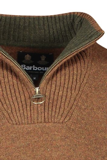 Barbour trui opstaande kraag bruin  effen wol