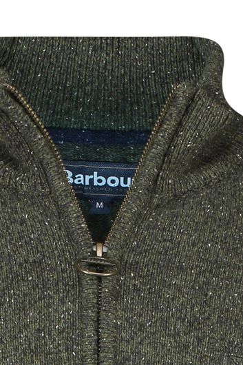 Barbour trui opstaande kraag groen effen merinowol