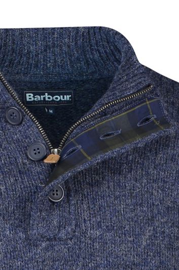 Barbour trui opstaande kraag donkerblauw effen katoen
