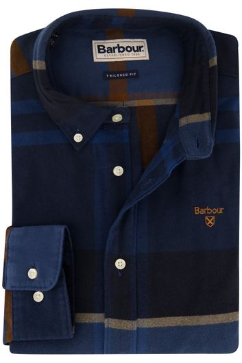 Barbour casual overhemd donkerblauw normale fit geruit flanel