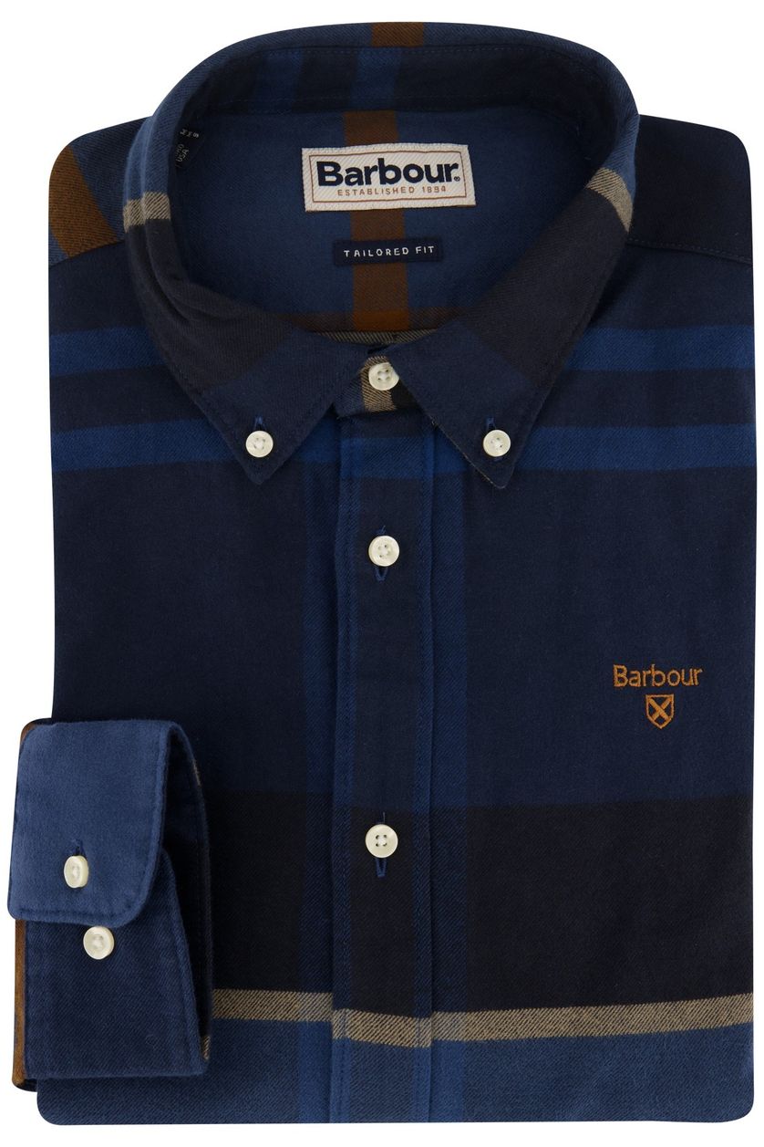 Barbour geruit overhemd donkerblauw flanel