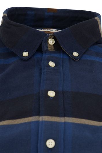 Barbour casual overhemd donkerblauw normale fit geruit flanel