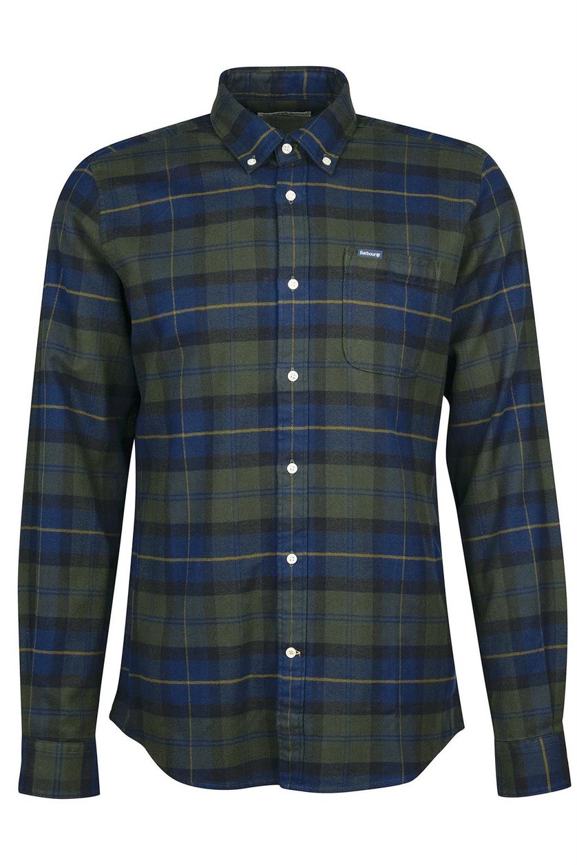 Barbour casual overhemd groen geruit flanel normale fit