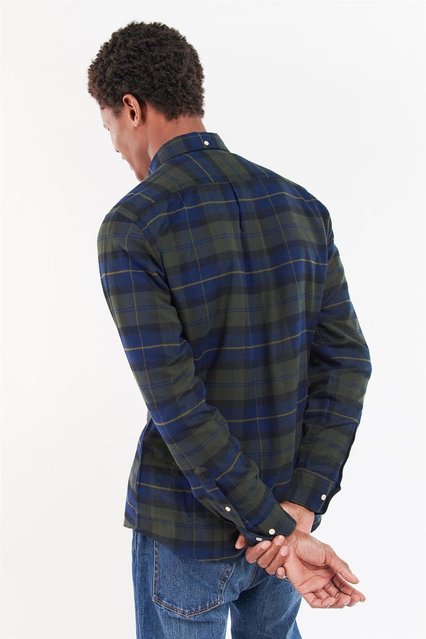 Barbour casual overhemd groen geruit flanel normale fit