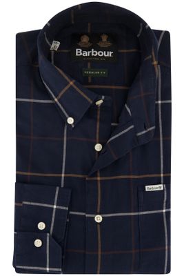 Barbour Barbour casual overhemd wijde fit donkerblauw geruit katoen