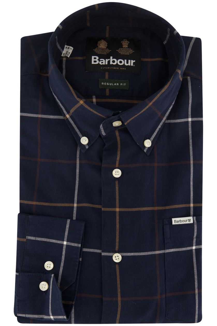 Barbour casual overhemd donkerblauw geruit flanel wijde fit