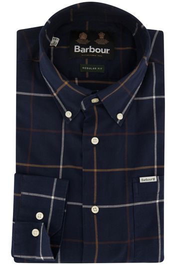 Barbour casual overhemd wijde fit donkerblauw geruit flanel