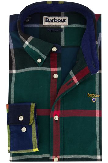 Barbour casual overhemd normale fit donkerblauw groen geruit flanel