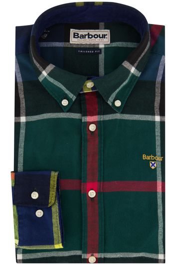 Barbour casual overhemd normale fit donkerblauw groen geruit flanel
