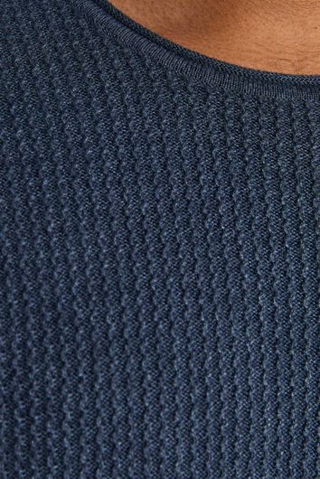 Plus Size trui Jack & Jones blauw effen katoen ronde hals 