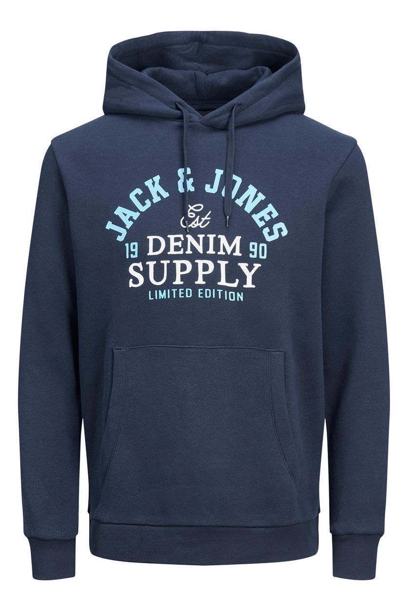 Jack & Jones hoodie donkerblauw uni katoen 